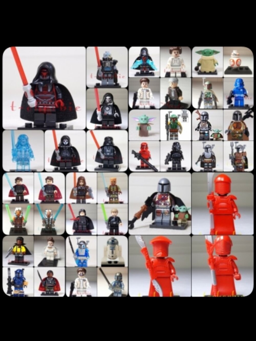 38-Piece STAR WARS Minifigure +Stands Luke Leia Han Lando Darth Vader Mando +Mor